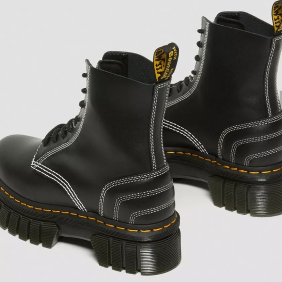 Dr martens AUDRICK WHITE STITCH LEATHER PLATFORM LACE UP BOOTS - Picture 6 of 15